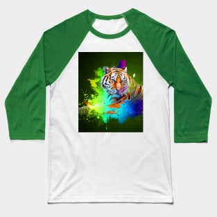 Colorburst tiger in green Baseball T-Shirt